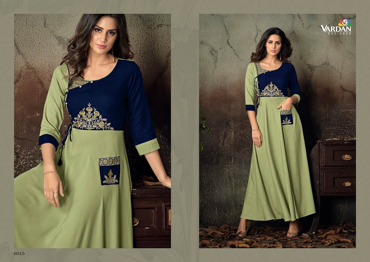 Gulnaz Vol-2 Vardan Designer Rayon Long Ladies Kurta Gulnaz Vol-2 Vardan Designer Rayon Long Ladies Kurta